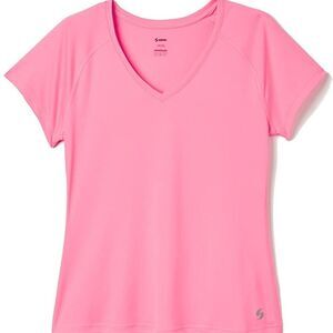 Soffe Women's Pink V-neck Short-sleeve Tee